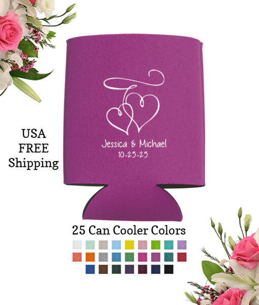 interlocking hearts wedding can cooler favors