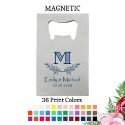 leaf monogram silver credit card bottle opener