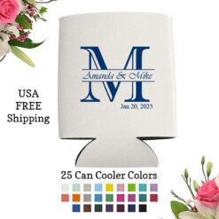 monogram initial wedding can coolers