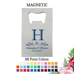 scroll monogram silver credit card bottle opener