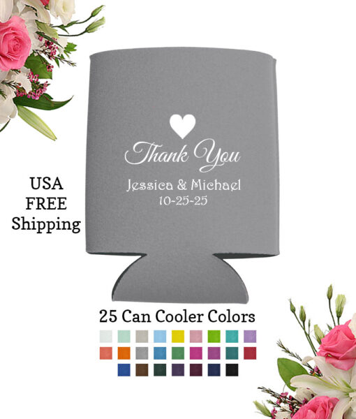 thank you wedding can cooler favors