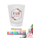 2 initial monogram floral hexagon frosted shot glass