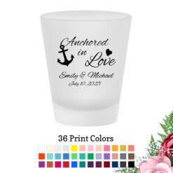 anchored in love frosted shot glass