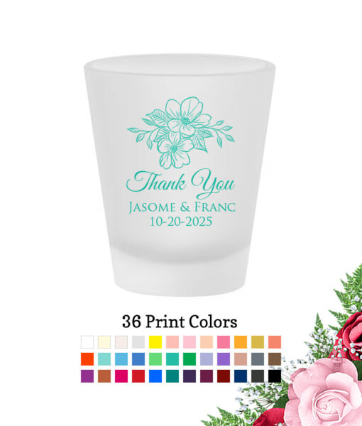 floral frosted shot glass