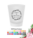 floral wreath frosted shot glass