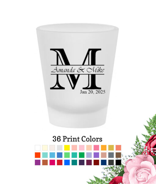 initial monogram frosted shot glasses