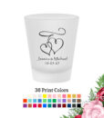 interlocking hearts frosted shot glass