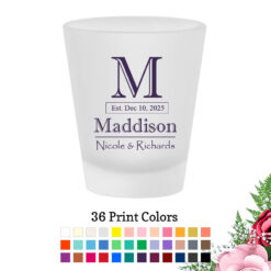 last name initial frosted shot glass