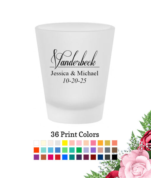 last name script frosted shot glass