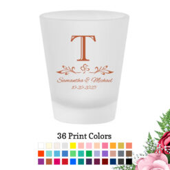 monogram scroll frosted shot glass