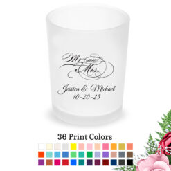 mr and mrs frosted votive shot glass