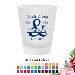 mr mrs name frosted shot glass
