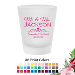 mr mrs name scroll frosted shot glass