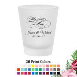 mr mrs script frosted shot glass