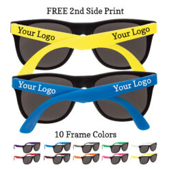 sunglasses black front colored arms your logo