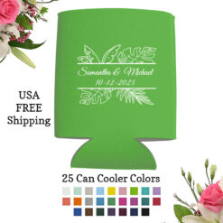 tropical leaves wedding can cooler