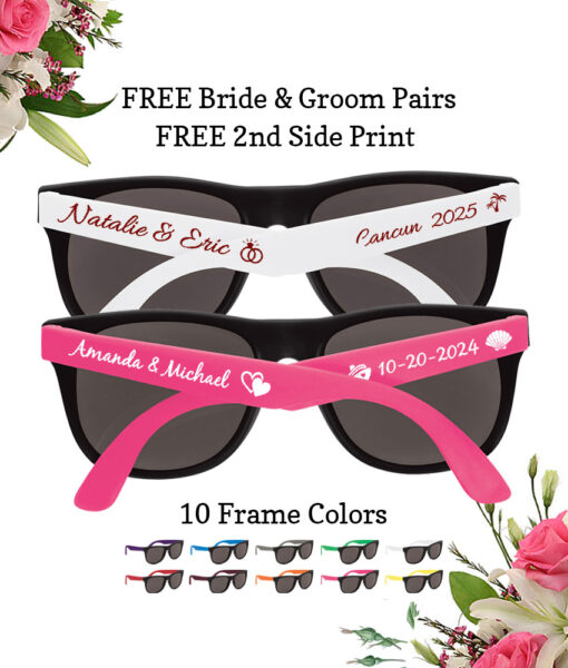 wedding sunglasses black front colored arms