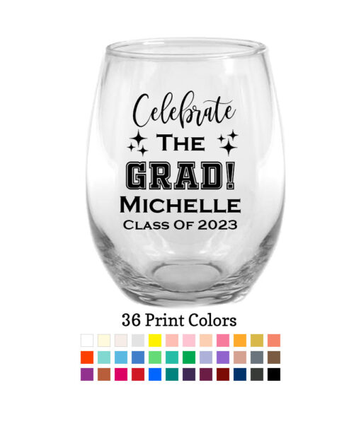 Celebrate The Grad wine glasses