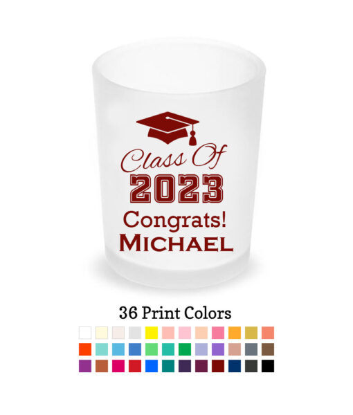 class of 20xx frosted votive shot glass