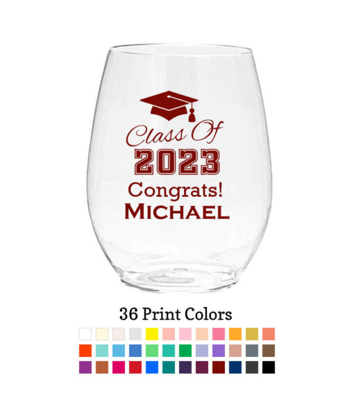 class of 20xx plastic wine glass