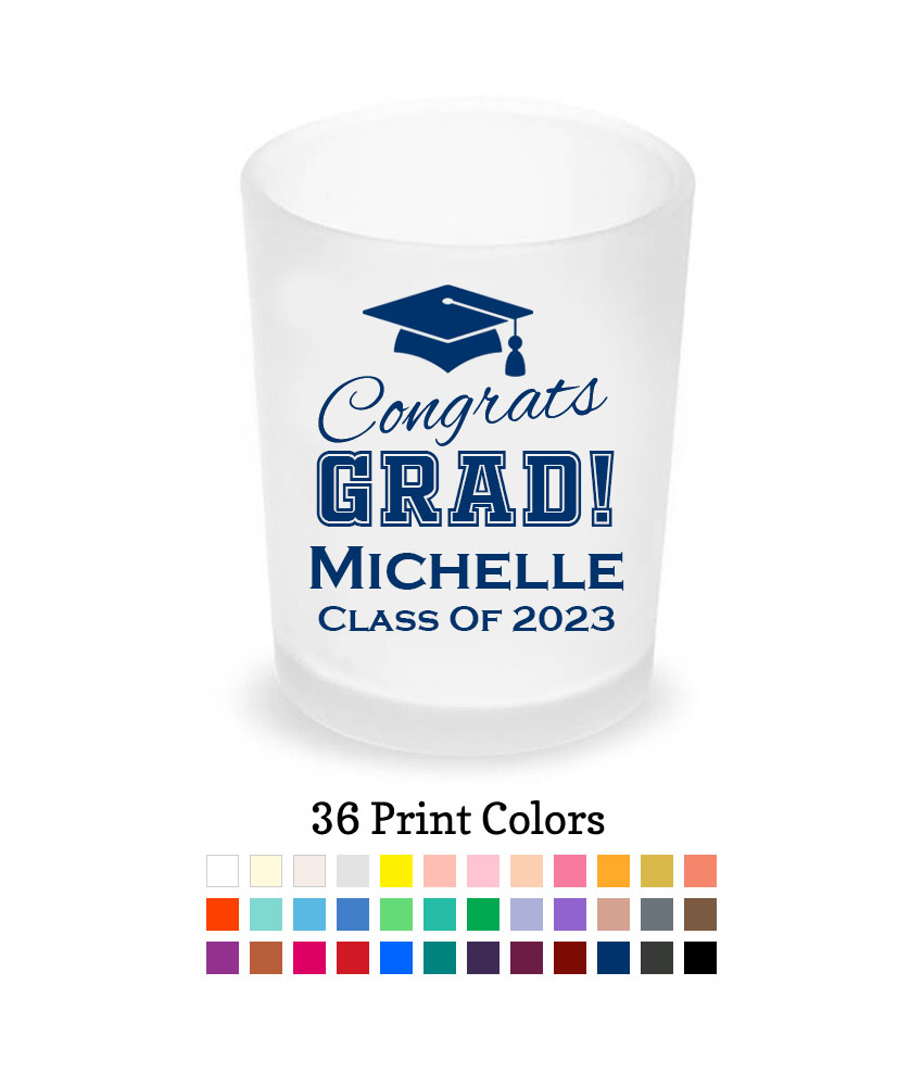 congrats grad frosted votive shot glass