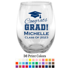 congrats grad wine glass