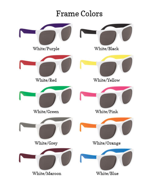 sunglasses white front colored arms frame colors