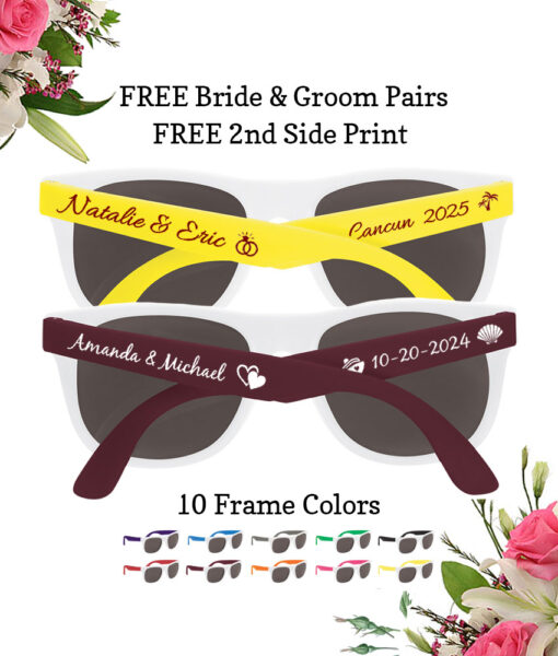 wedding sunglasses white front colored arms