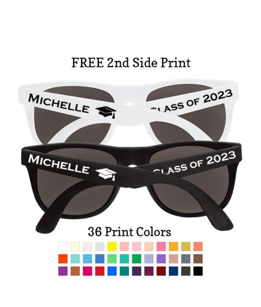 graduation sunglasses black and white frame colors