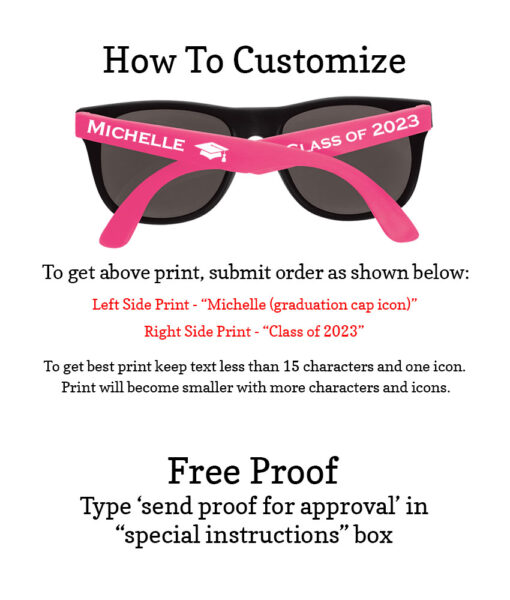 graduation sunglasses black front colored arms - how to customize