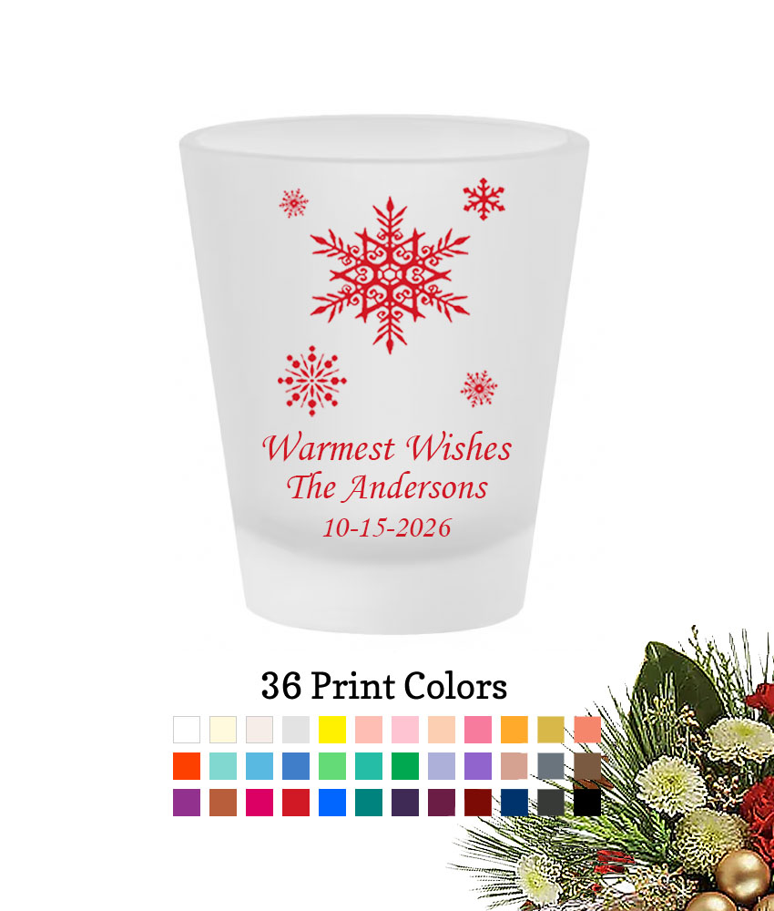 snowflakes christmas holiday personalized frosted shot glass snowflakes christmas holiday personalized frosted shot glass