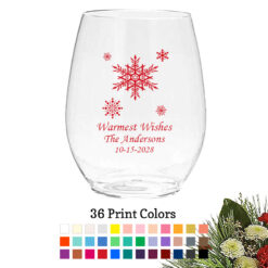 snowflakes christmas holiday personalized plastic wine glass