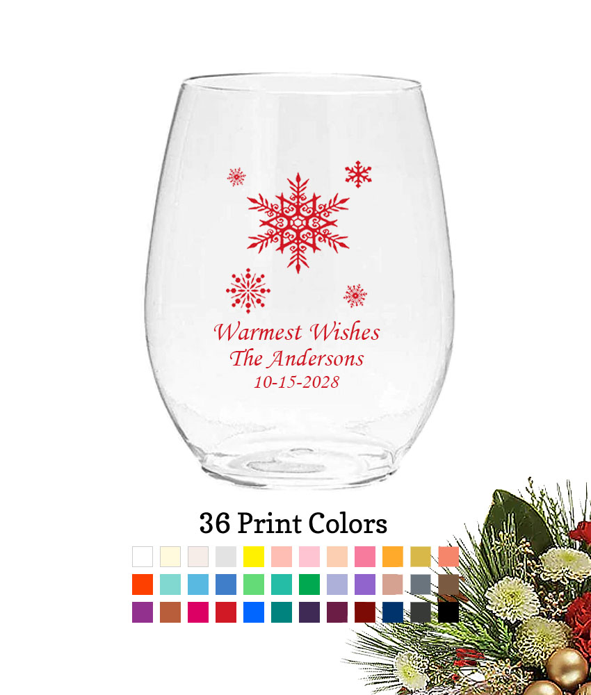 snowflakes christmas holiday personalized plastic wine glass snowflakes christmas holiday personalized plastic wine glass