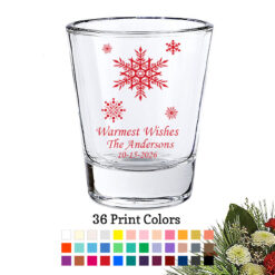 snowflakes christmas holiday personalized shot glasses