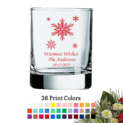 snowflakes christmas holiday personalized votive shot glass