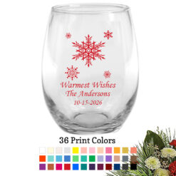 snowflakes christmas holiday personalized wine glasses