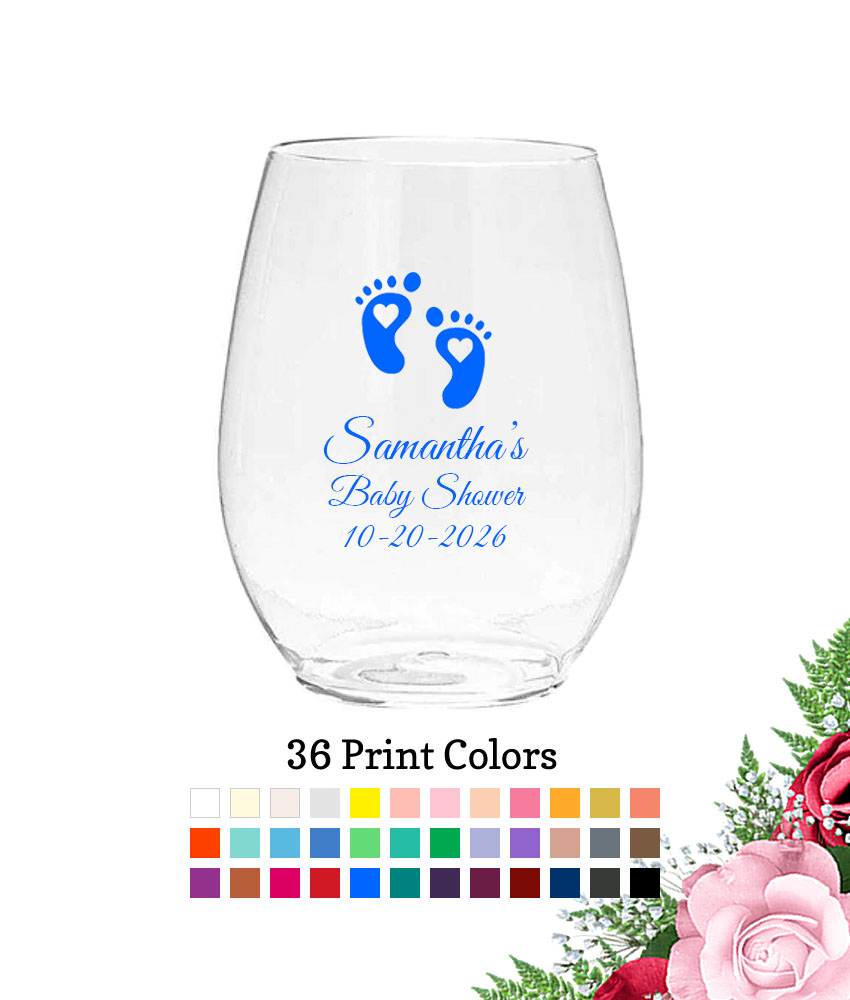 baby feet plastic wine glass