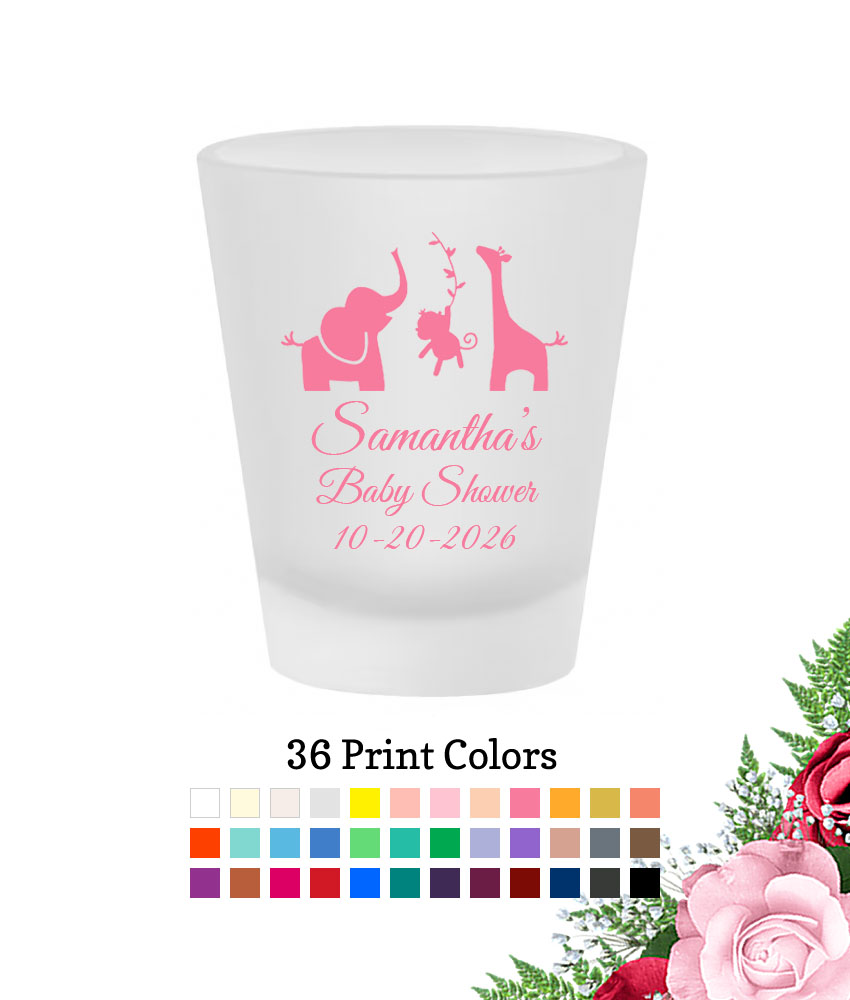 safari animals frosted shot glass