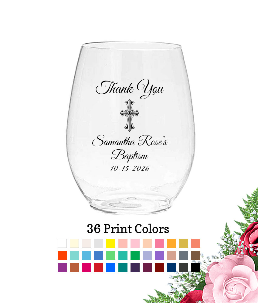 thank you cross plastic wine glass