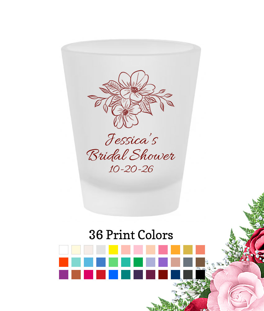 floral frosted shot glass