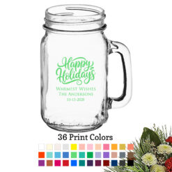 happy holidays 16 oz holiday personalized mason jars