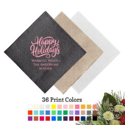 happy holidays linen beverage napkins
