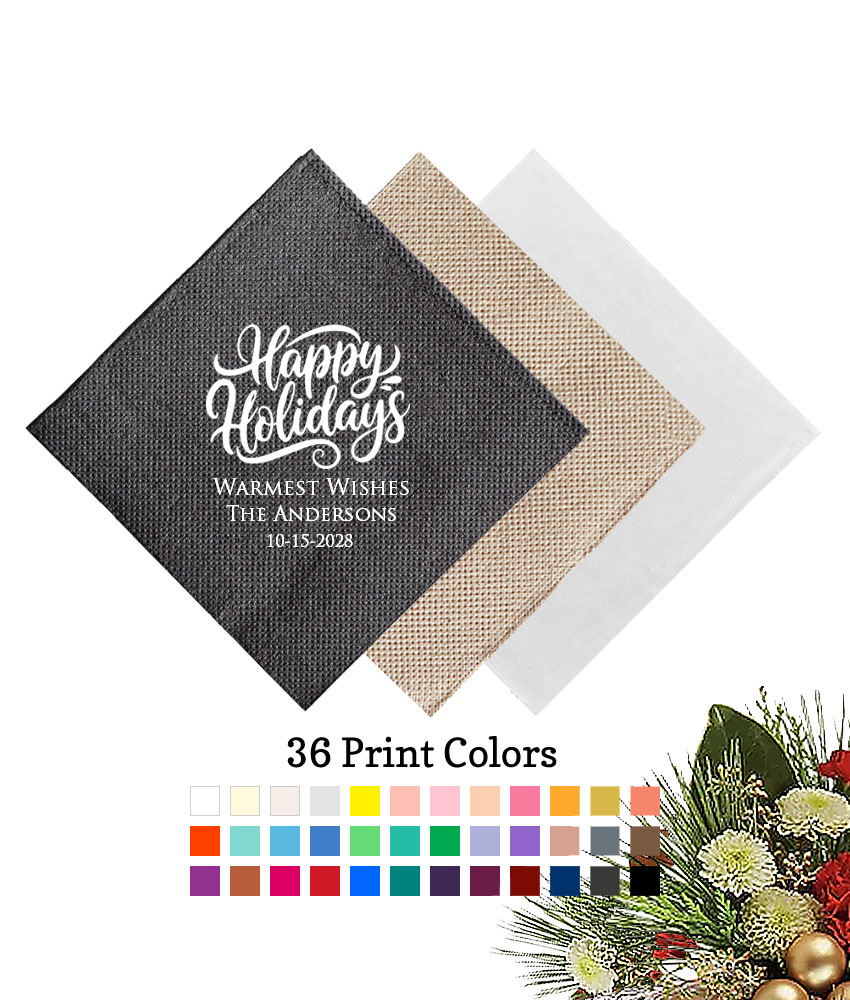 happy holidays linen dinner napkins happy holidays linen dinner napkins