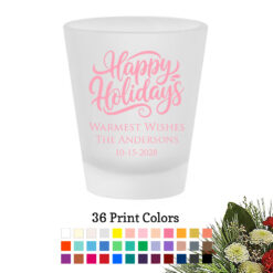 happy holidays personalized frosted shot glass