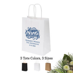 happy holidays personalized paper tote bags