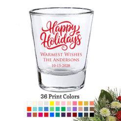 happy holidays personalized shot glasses