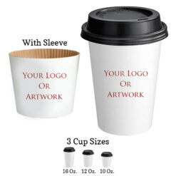 paper coffee hot cups with lids and sleeve your logo