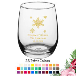 snowflake 15 oz personalized holiday wine glass