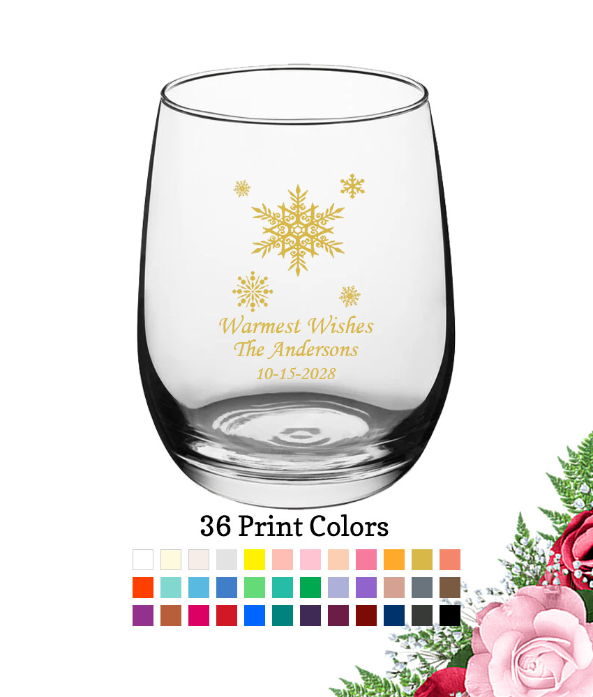 snowflake 15 oz personalized holiday wine glass snowflake 15 oz personalized holiday wine glass