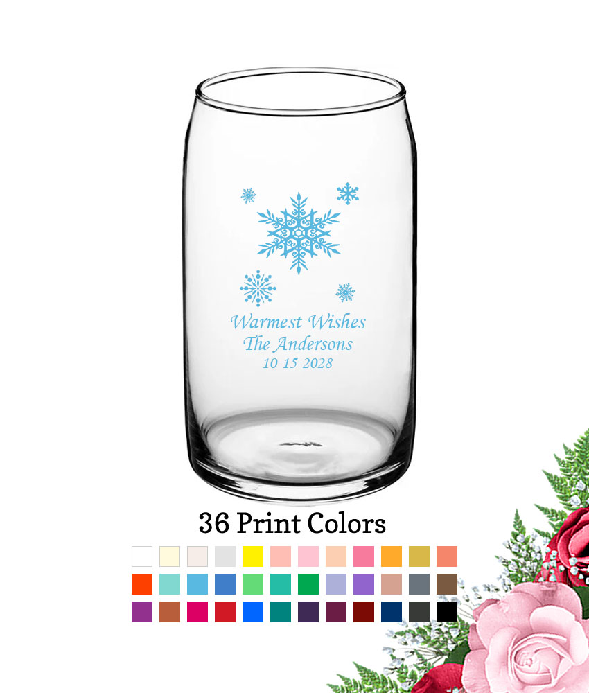 snowflake 16 oz personalized can glass snowflake 16 oz personalized can glass